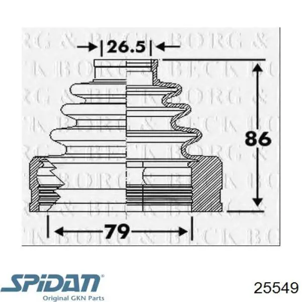 Купити 25549 GKN-Spidan Пильник ШРКШ внутрішній, лівий
