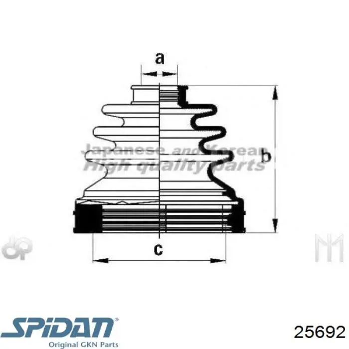 Купити 25692 GKN-Spidan Пильник шарніра кутових швидкостей внутрішній передній