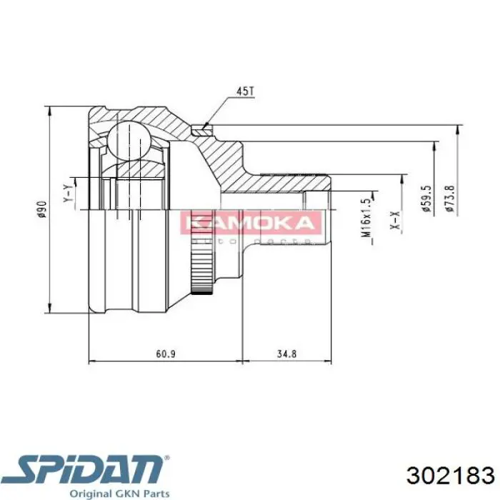 ШРУС зовнішній задній 302183 GKN-Spidan