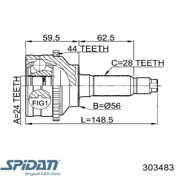 Пильник шарніра кутових швидкостей зовнішній передній GKN-Spidan 303483 ціна, від 9.59 USD