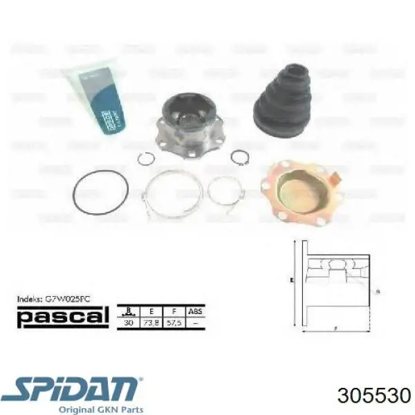 ШРКШ внутрішній, передній GKN-Spidan 305530 ціна, від 38.14 USD