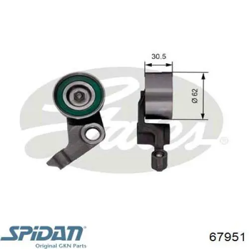 Ролик натяжителя ременя газорозподілу GKN-Spidan 67951 ціна, від 27.02 USD