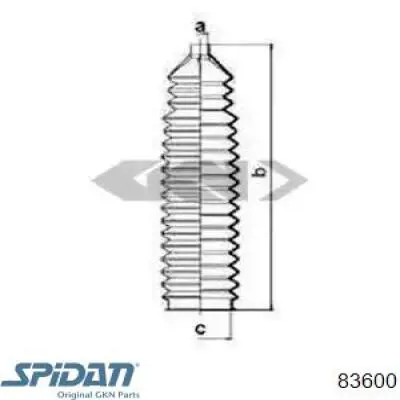 83600 GKN-Spidan пильник рульового механізму/рейки