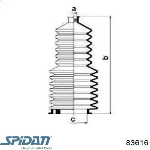 83616 GKN-Spidan пильник рульового механізму/рейки