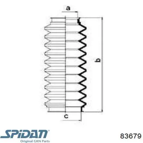 Пильник рульового механізму/рейки 83679 GKN-Spidan