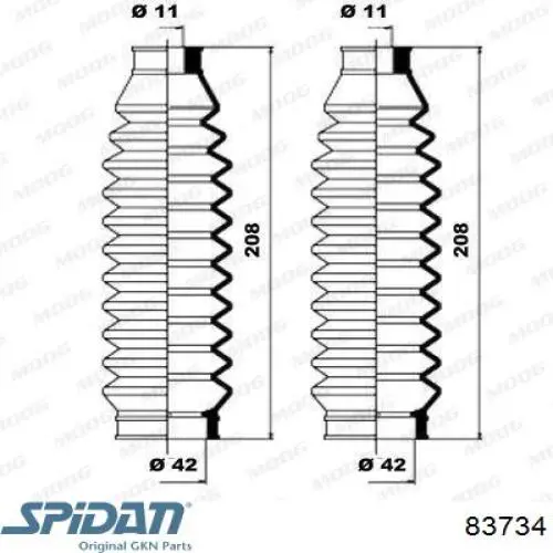 Пильник рульової рейки 83734 GKN-Spidan