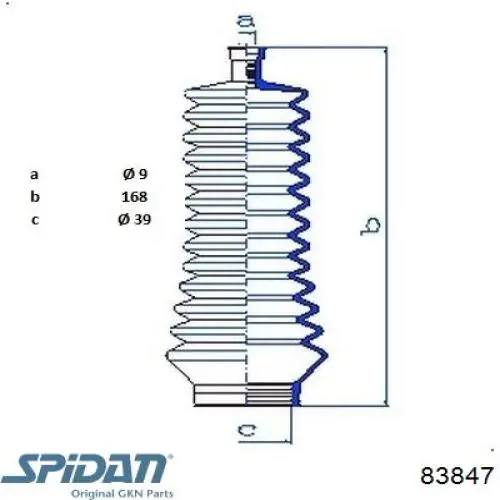 Пильник рульового механізму/рейки 83847 GKN-Spidan