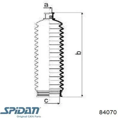 Пильник рульового механізму/рейки 84070 GKN-Spidan