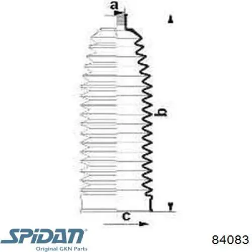 Пильник рульового механізму/рейки 84083 GKN-Spidan