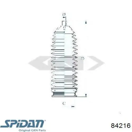 Пильник рульового механізму/рейки, лівий 84216 GKN-Spidan