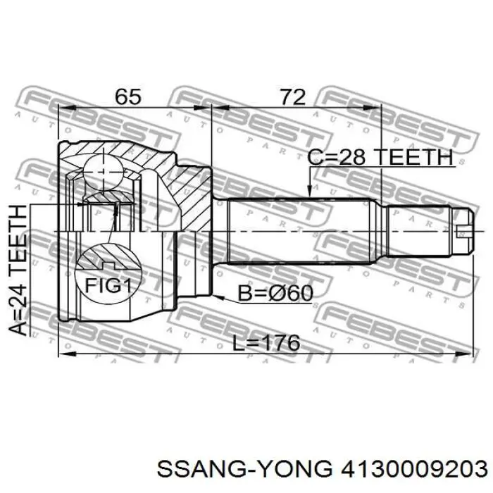 Купити 4130009203 Ssang Yong Ліва піввісь