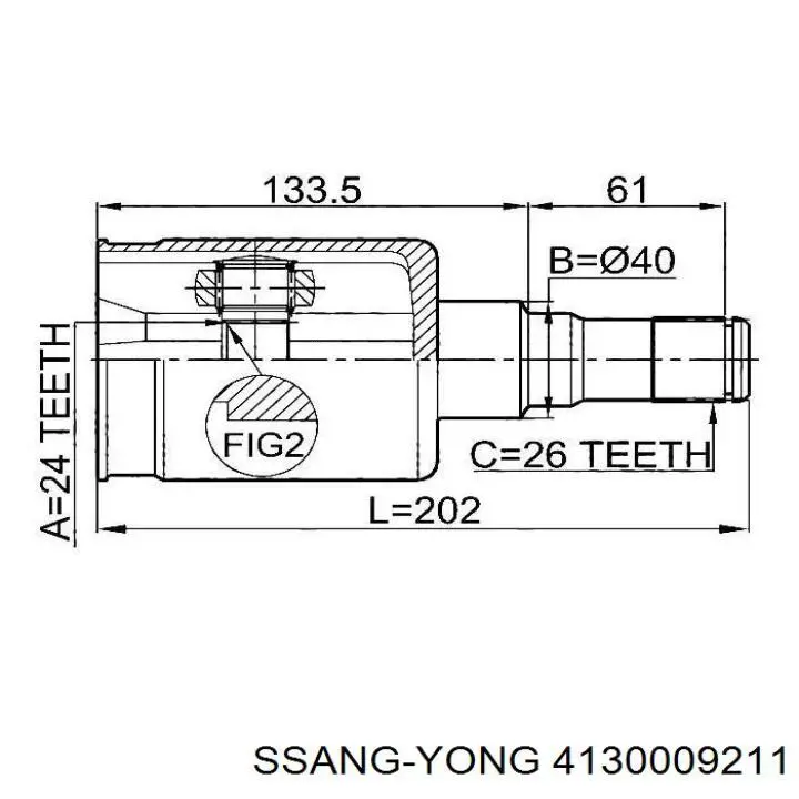 ШРУС зовнішній передній 4130009211 Ssang Yong