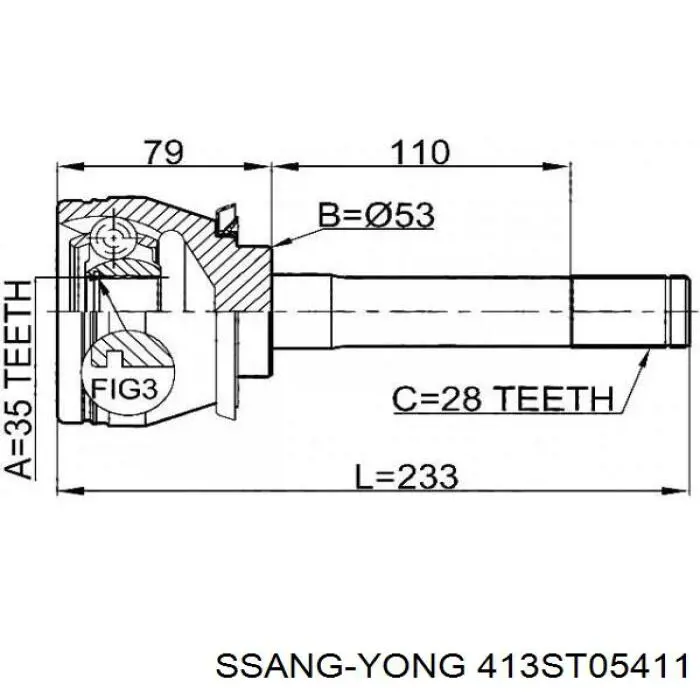 413ST05411 Ssang Yong пильник шруса зовнішній, передній піввісі