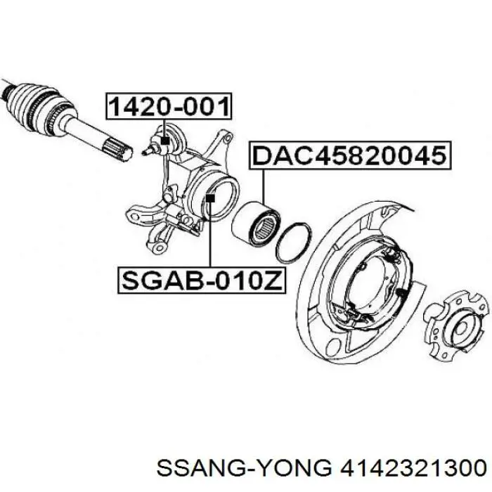 Комплект підшипник маточини передньої Ssang Yong 4142321300 ціна, від 19.15 USD