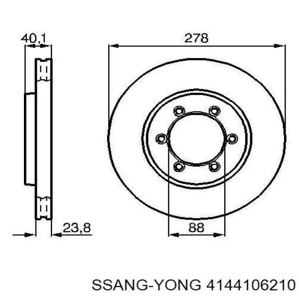 Диск переднього гальма Ssang Yong 4144106210 ціна, від 33.22 USD