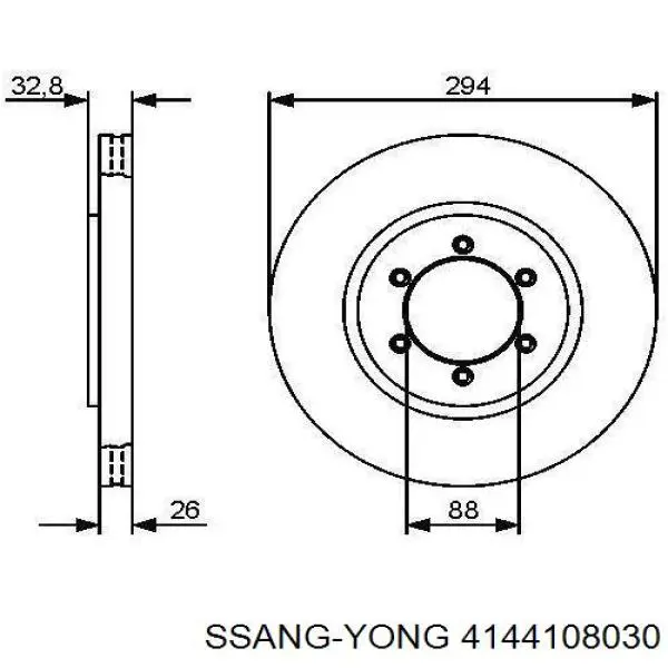 Диск переднього гальма Ssang Yong 4144108030 ціна, від 40.60 USD