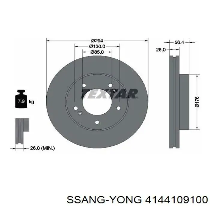 Диск гальмівний передній 4144109100 Ssang Yong