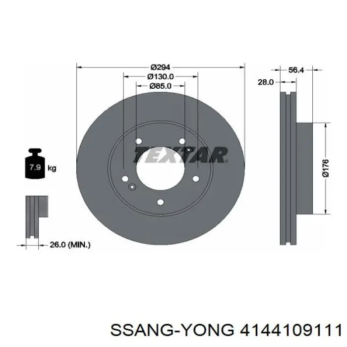 Диск гальмівний передній 4144109111 Ssang Yong