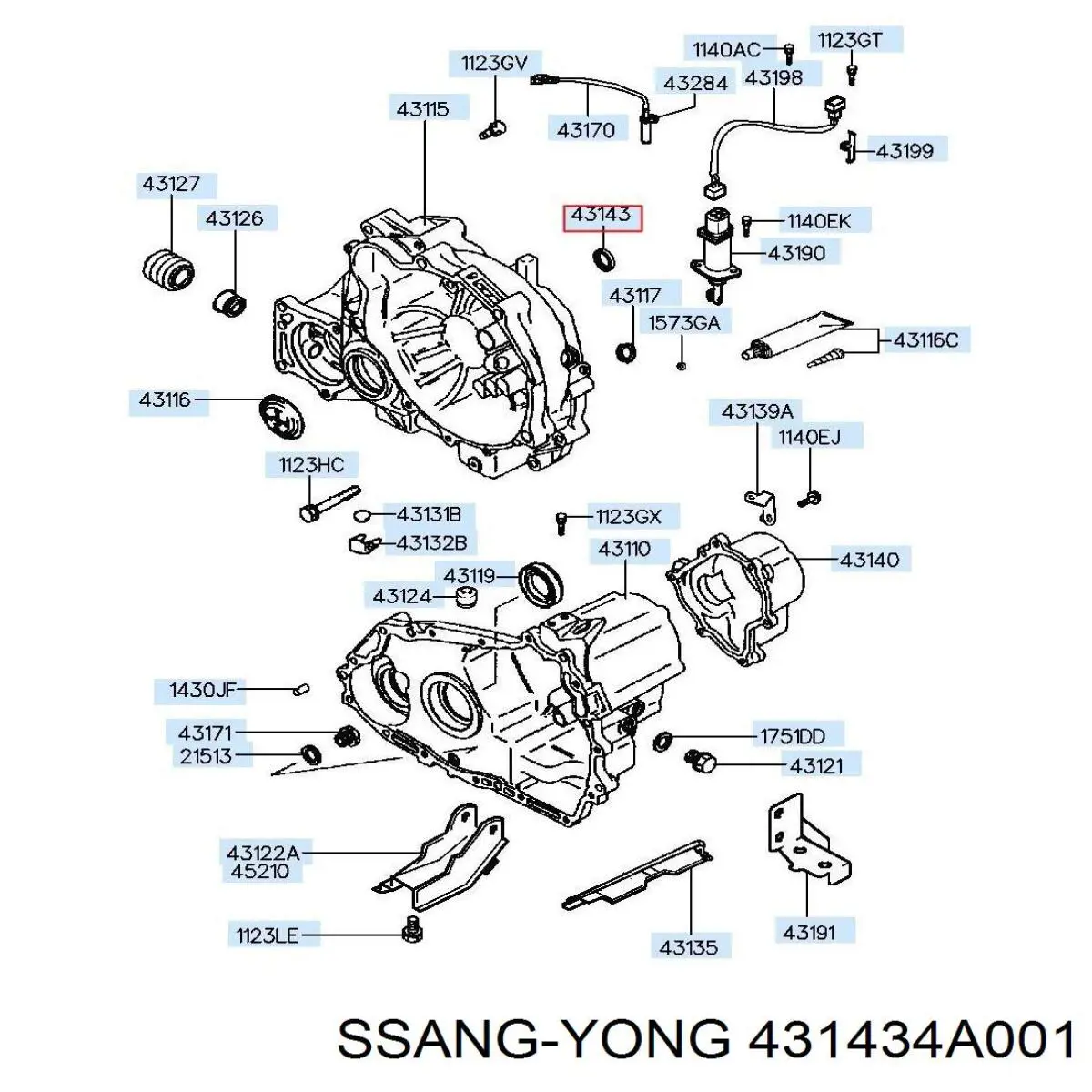 Сальник АКПП/КПП, вхідного/первинного валу 431434A001 Ssang Yong