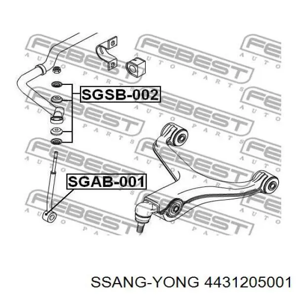 Лінк стабілізатора, заднього Ssang Yong 4431205001 ціна, від 0.91 USD