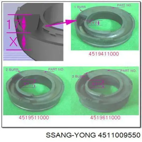 Пружина задня, права Ssang Yong 4511009550 ціна, від 69.29 USD