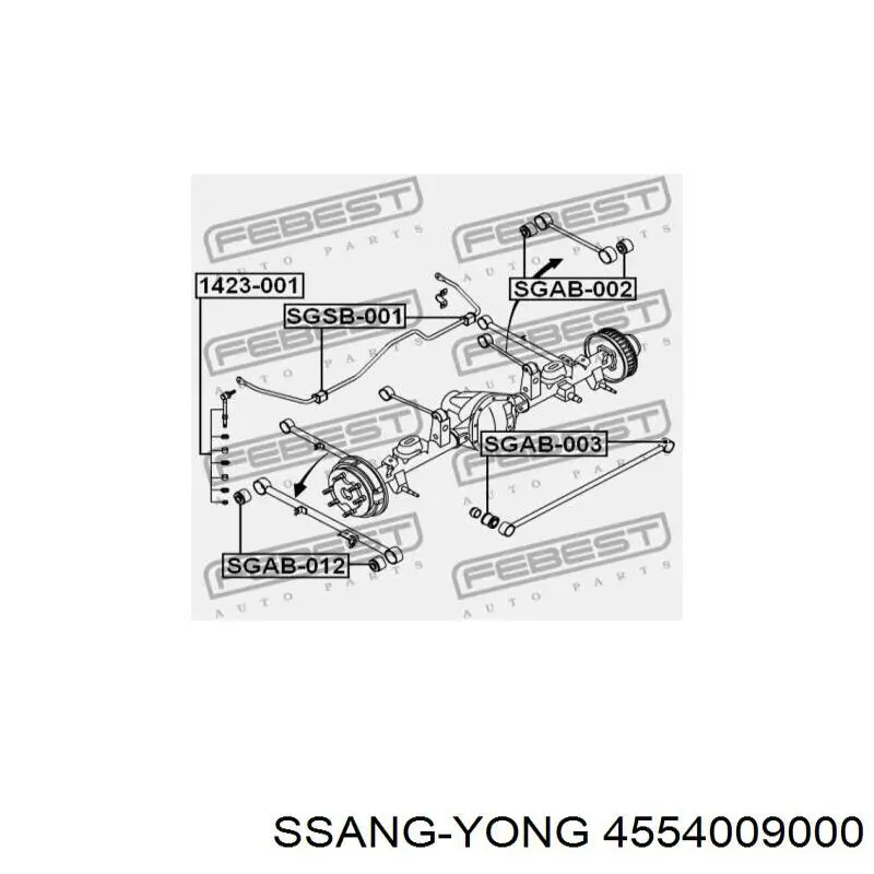 Сайлентблок заднього поздовжнього нижнього важеля Ssang Yong 4554009000 ціна, від 7.98 USD