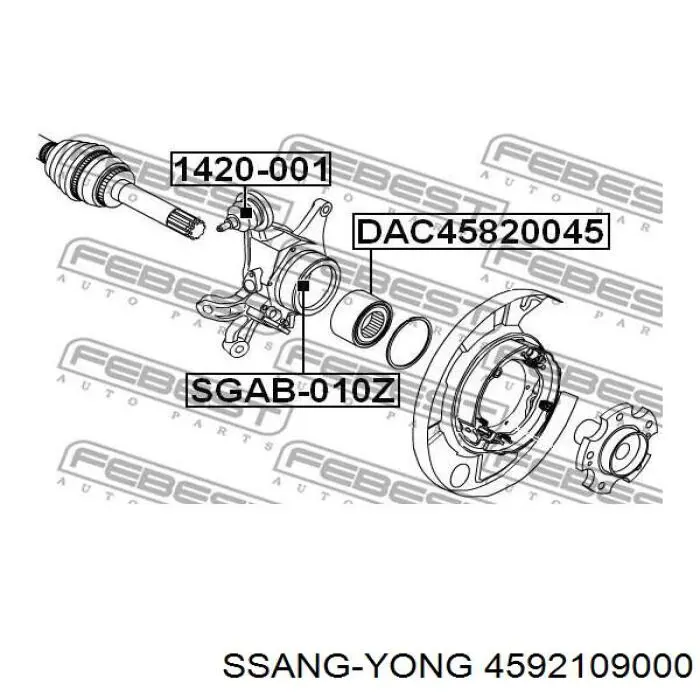 Купити 4592109000 Ssang Yong Кулак поворотний правий
