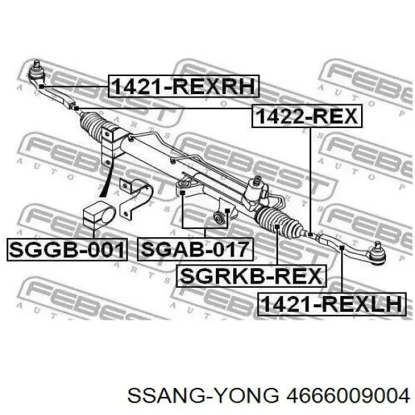 Накінечник рульової тяги, зовнішній 4666009004 Ssang Yong