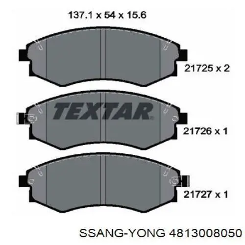 Колодки гальмівні передні, дискові 4813008050 Ssang Yong