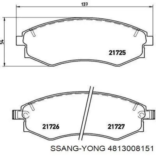 Купити 4813008151 Ssang Yong Колодки гальмівні передні, дискові