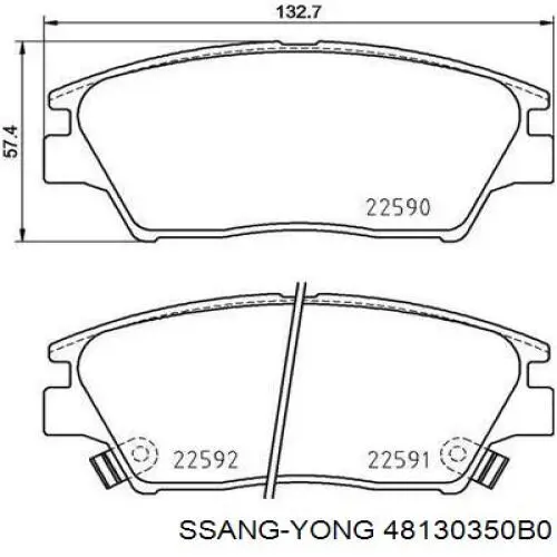 Передні тормозні колодки 48130350B0 Ssang Yong
