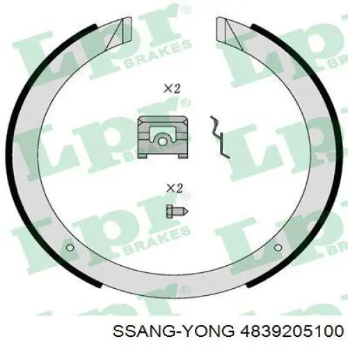 Колодки ручника / стоянкового гальма Ssang Yong 4839205100 ціна, від 26.60 USD