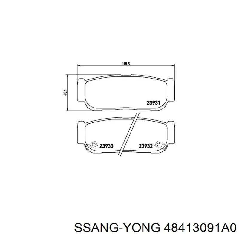 Задні гальмівні колодки Ssang Yong 48413091A0 ціна, від 850 UAH
