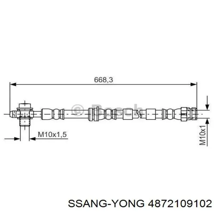Шланг гальмівний задній, правий Ssang Yong 4872109102 ціна, від 18.70 USD