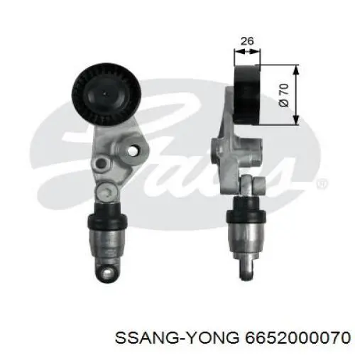 Натягувач приводного ременя Ssang Yong 6652000070 ціна, від 43.94 USD