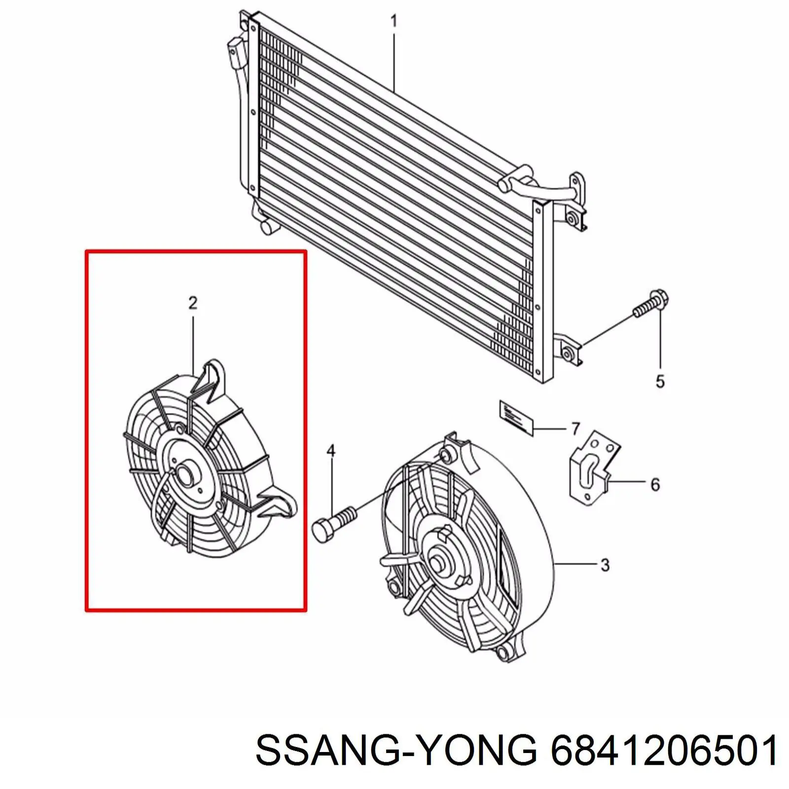  Електровентилятор кондиціонера в зборі (двигун + крильчатка) SsangYong Korando 