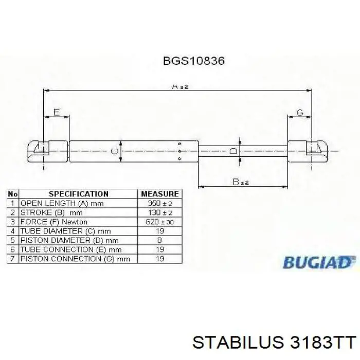 Купити 3183TT Stabilus Амортизатор двері багажника