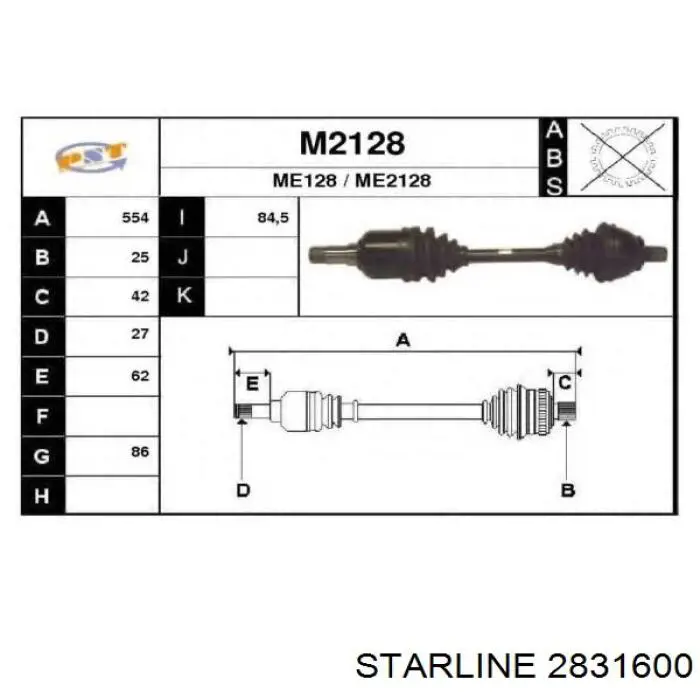 Купити 2831600 Starline Шарнір приводу зовнішній