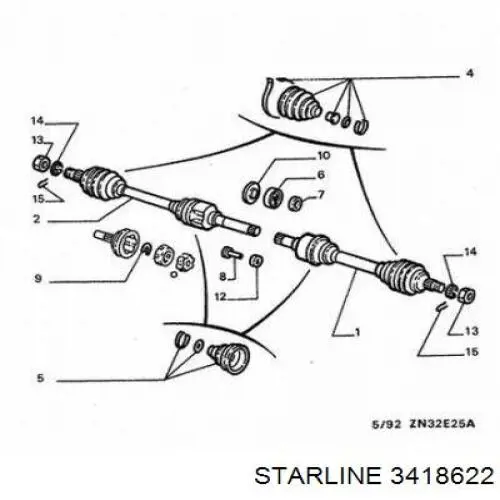 Купити 3418622 Starline Ліва піввісь