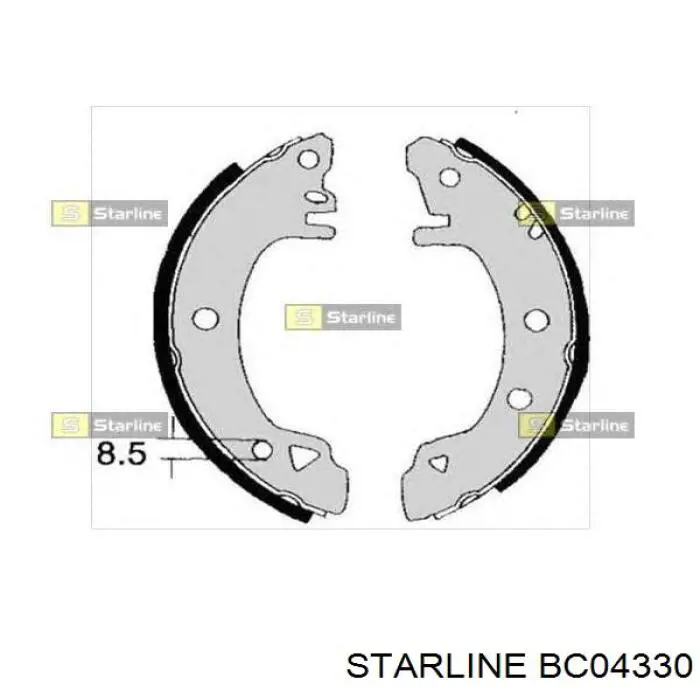 BC04330 Starline Колодки гальмівні задні, барабанні