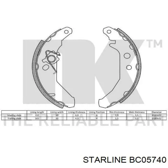 Купити BC05740 Starline Колодки гальмові задні, барабанні