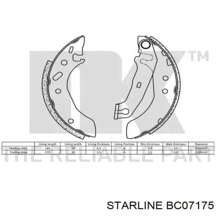 Купити BC07175 Starline Колодки гальмові задні, барабанні