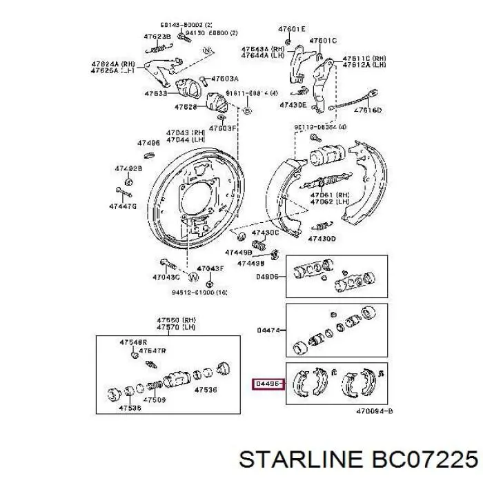 BC07225 Starline Колодки гальмівні задні, барабанні