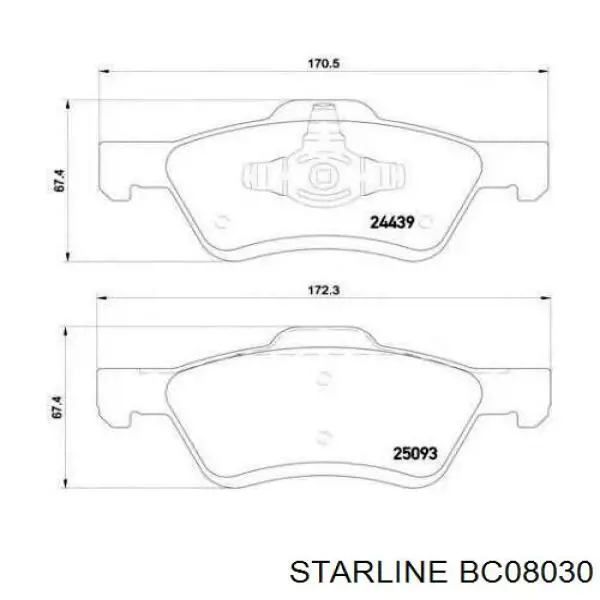 BC08030 Starline Колодки гальмівні задні, барабанні
