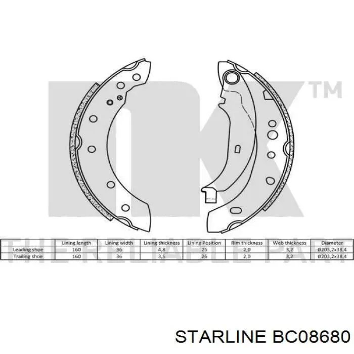 Купити BC08680 Starline Колодки гальмові задні, барабанні