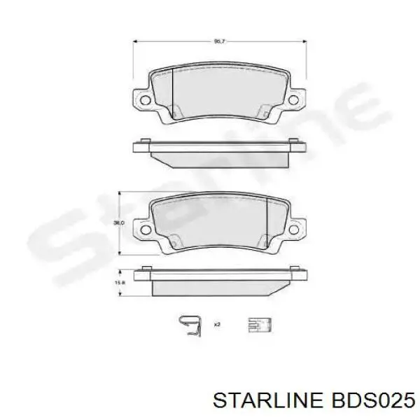 BDS025 Starline колодки гальмівні передні, дискові