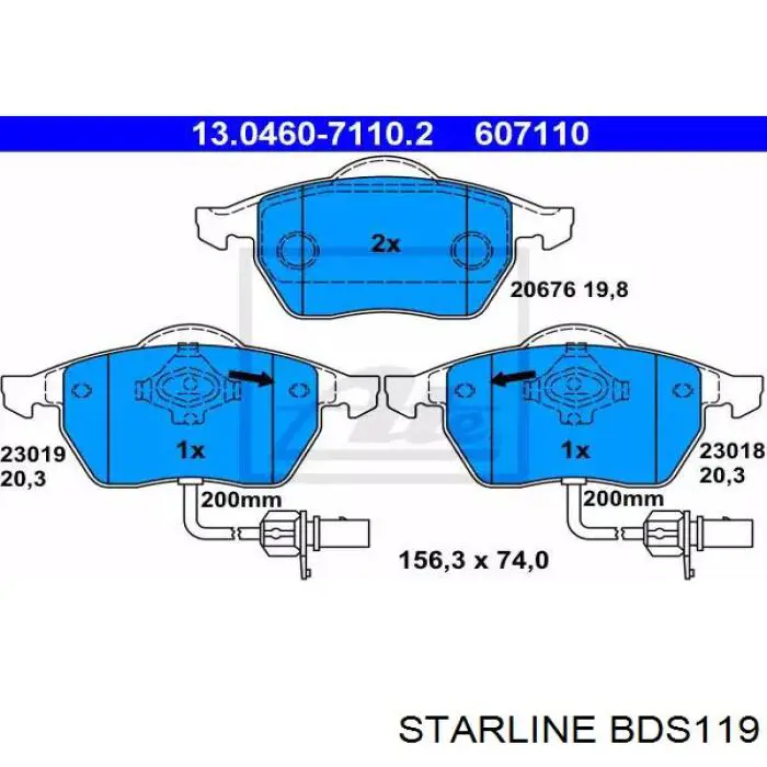 Колодки гальмівні передні, дискові BDS119 Starline