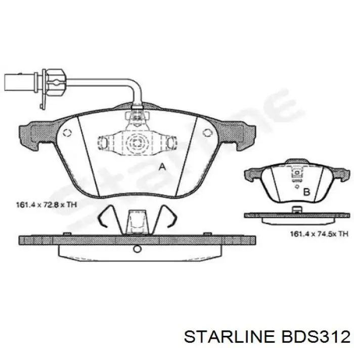 Купити BDS312 Starline Колодки гальмівні передні, дискові