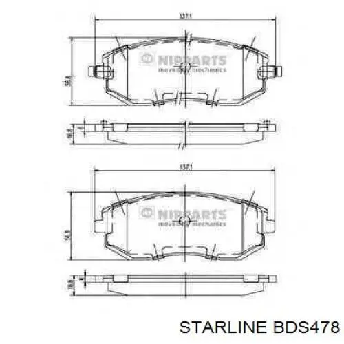 Колодки гальмівні передні, дискові BDS478 Starline