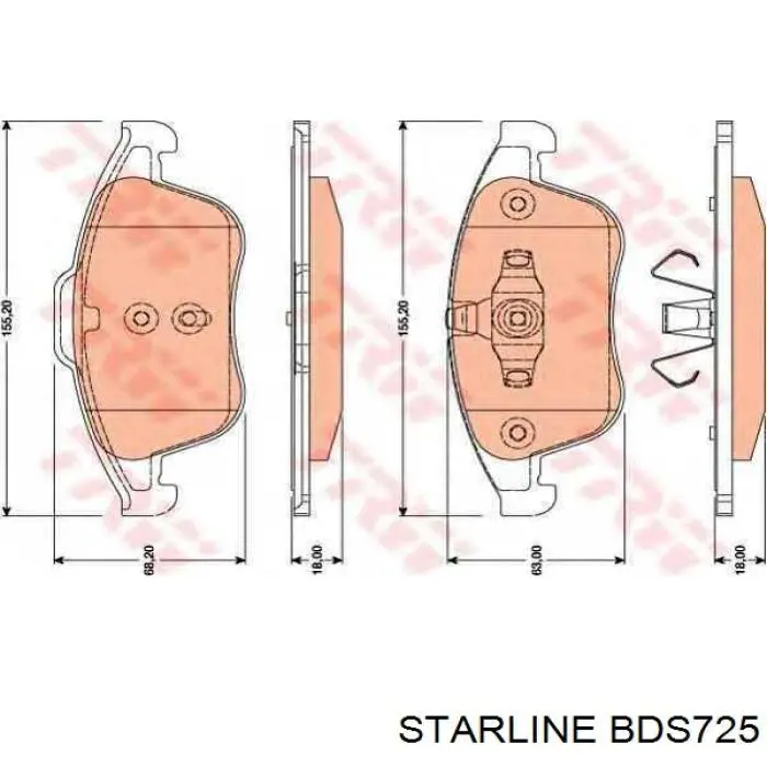 BDS725 Starline колодки гальмівні передні, дискові